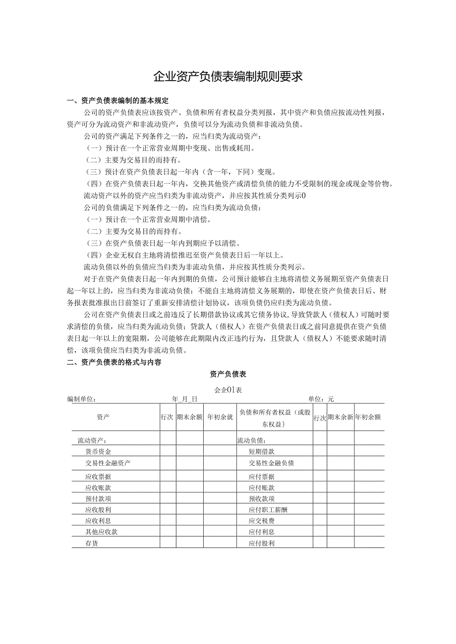 企业资产负债表编制规则要求.docx_第1页