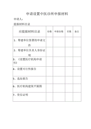 申请设置中医诊所申报材料.docx