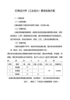 灯具设计师（工业设计）赛项实施方案.docx