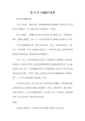 雪后作文600字6篇.docx