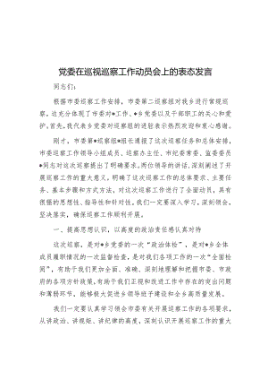 党委在巡视巡察工作动员会上的表态发言&在市委第五巡察组巡察市城管执法局党组情况反馈会上的表态发言.docx