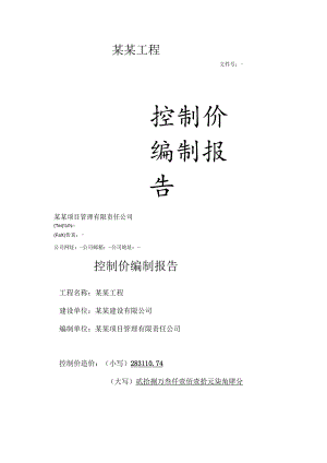 工程控制价编制报告-标准模板最新.docx