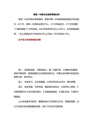 某某一中拔尖生培养策略分析.docx