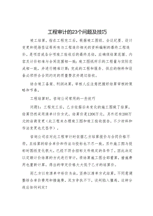工程审计的23个问题及技巧.docx