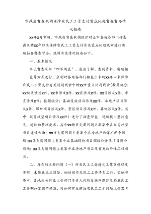 市政府督查机构保障农民工工资支付重点问题督查督办情况报告.docx