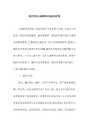 医疗机构儿童精神分裂症的护理.docx