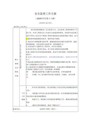 [监理资料]安全监理工作月报.docx