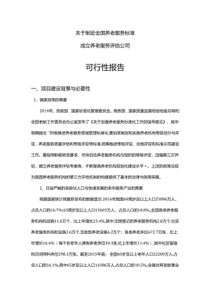 关于制定全国养老服务标准和成立养老服务评估公司的可行性报告.docx