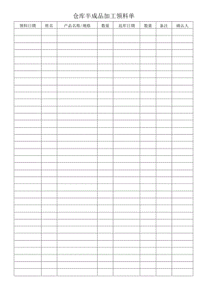 仓库半成品加工领料单.docx