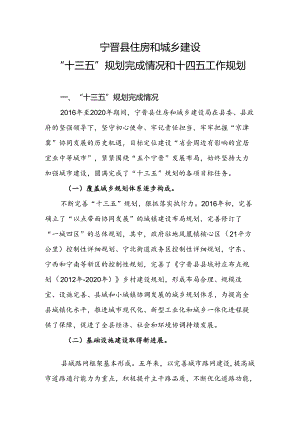 宁晋县住建局“十三五”规划完成情况和“十四五”工作规划.docx