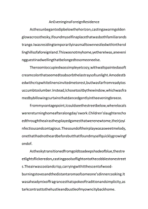 傍晚的客居英文作文.docx