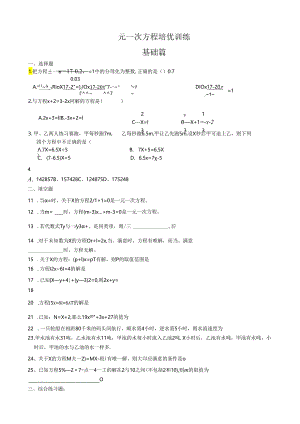 4一元一次方程培优训练(有答案).docx