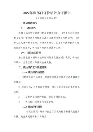 2022年度部门评价绩效自评报告.docx