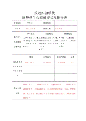 致远实验学校班级学生心理健康状况排查表.docx