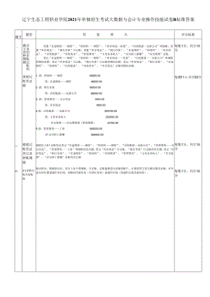 辽宁生态工程职业学院2021年单招大数据与会计专业操作技能标准答案B.docx