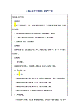 2024年大班教案：数的守恒.docx