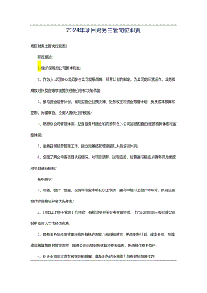 2024年项目财务主管岗位职责.docx