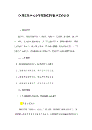 XX县实验学校小学部2023年教学工作计划.docx