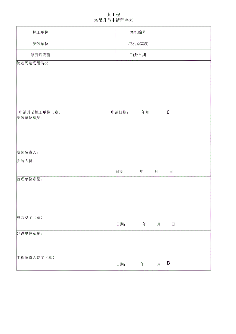 工程塔吊升节申请程序表、起重机械设备附墙顶升检查验收表-最新.docx_第1页