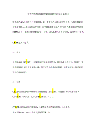 中国慢性腰背痛诊疗指南诊断和治疗方案2024.docx