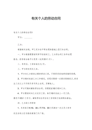 有关个人的劳动合同.docx