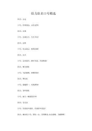 给力队名口号精选.docx