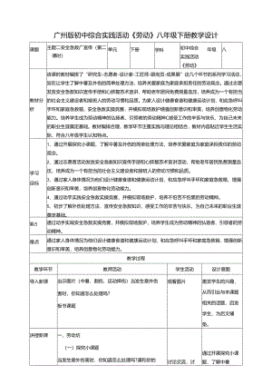 广州版初中综合实践活动劳动八年级下册 主题二 安全急救广宣传（第二课时） 教学设计.docx