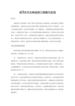 高新技术企业资金管理的策略与实践.docx