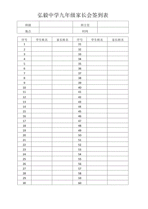 弘毅中学九年级家长会签到表.docx