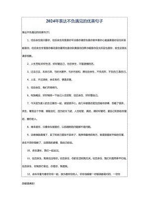 2024年表达不负遇见的优美句子.docx