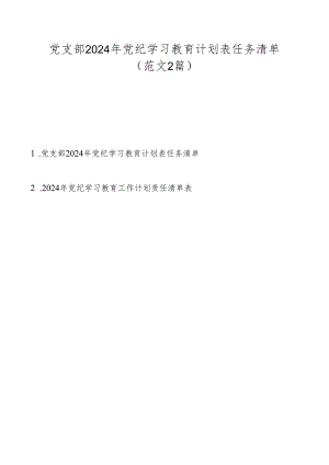 党支部2024年党纪学习教育计划表任务清单（范文2篇）.docx