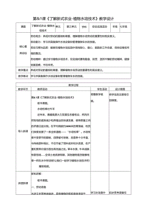 湘人版劳动实践七年级下册任务三项目2、植物水培技术 教案.docx