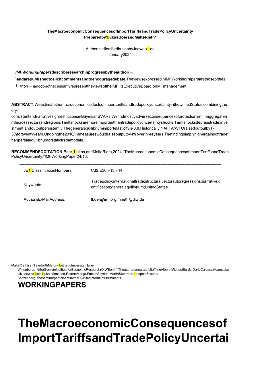 IMF-进口关税和贸易政策不确定性的宏观经济后果（英）-2024.1.docx_第2页