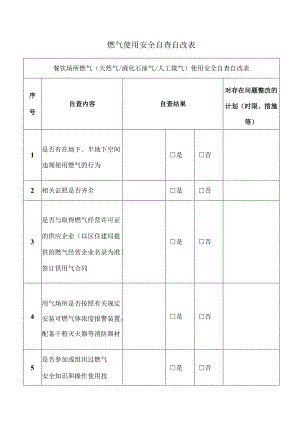 餐饮场所燃气使用安全自查自改表.docx