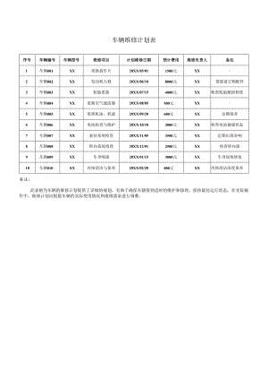 车辆维修计划表.docx