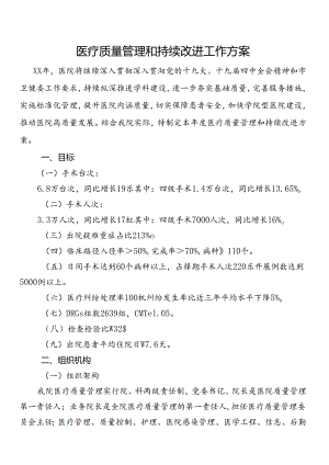 医疗质量管理和持续改进工作方案.docx