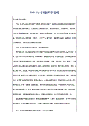 2024年小学新教师培训总结.docx