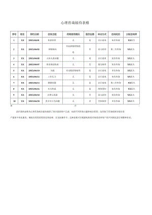 心理咨询接待表格.docx