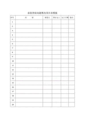 承接查验问题整改项目表模板.docx