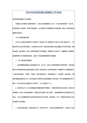 2024年项目经理试用期的工作总结.docx