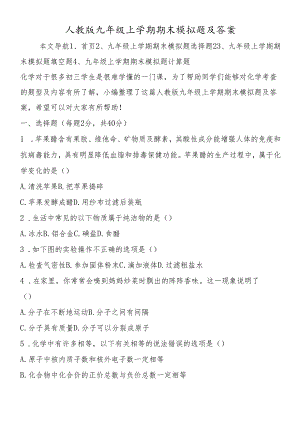 人教版九年级上学期期末模拟题及答案.docx