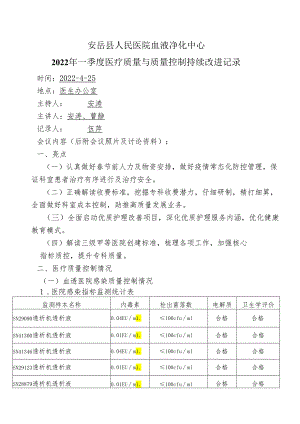 医疗质量与安全改进记录（2022年一季度） -.docx
