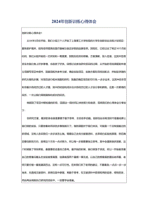 2024年创新训练心得体会.docx