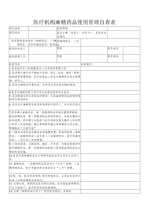 医疗机构麻精药品使用管理自查表.docx