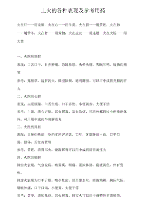 上火的各种表现及参考用药.docx
