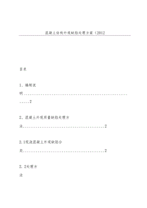 混凝土结构外观缺陷处理方案(2012.docx