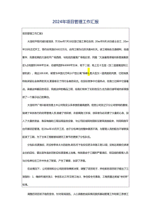2024年项目管理工作汇报.docx