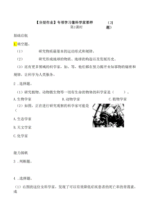 专项学习 像科学家那样……同步分层作业 科学三年级下册（苏教版）.docx
