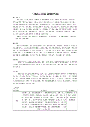 九年级上名著精读《唐诗三百首》知识点总结.docx