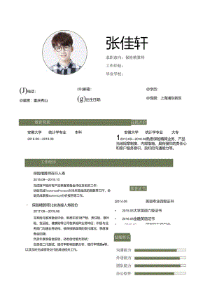 保险精算师个人求职简历模板自荐信简约创意.docx